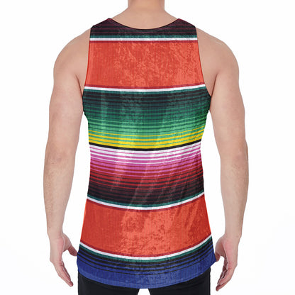 Colorful Serape Blanket Pattern Print Men's Velvet Tank Top