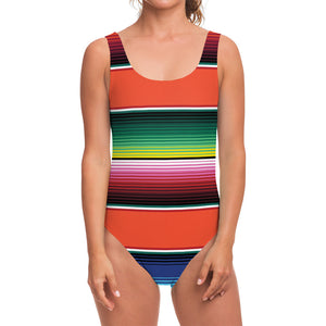 Colorful Serape Blanket Pattern Print One Piece Swimsuit