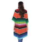 Colorful Serape Blanket Pattern Print Open Front Beach Cover Up