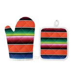 Colorful Serape Blanket Pattern Print Oven Mitt And Pot Holder Set