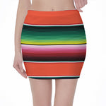 Colorful Serape Blanket Pattern Print Pencil Mini Skirt