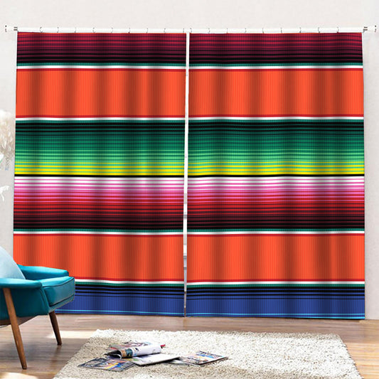 Colorful Serape Blanket Pattern Print Pencil Pleat Curtains