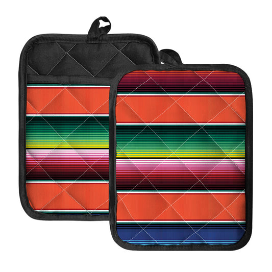 Colorful Serape Blanket Pattern Print Pot Holders With Pocket