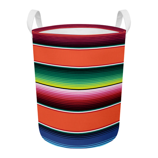 Colorful Serape Blanket Pattern Print Round Laundry Basket