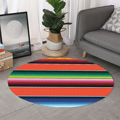 Colorful Serape Blanket Pattern Print Round Rug