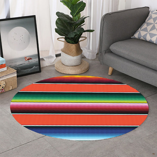 Colorful Serape Blanket Pattern Print Round Rug