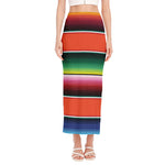Colorful Serape Blanket Pattern Print Side Slit Maxi Skirt