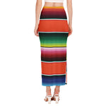 Colorful Serape Blanket Pattern Print Side Slit Maxi Skirt