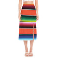 Colorful Serape Blanket Pattern Print Side Slit Midi Skirt