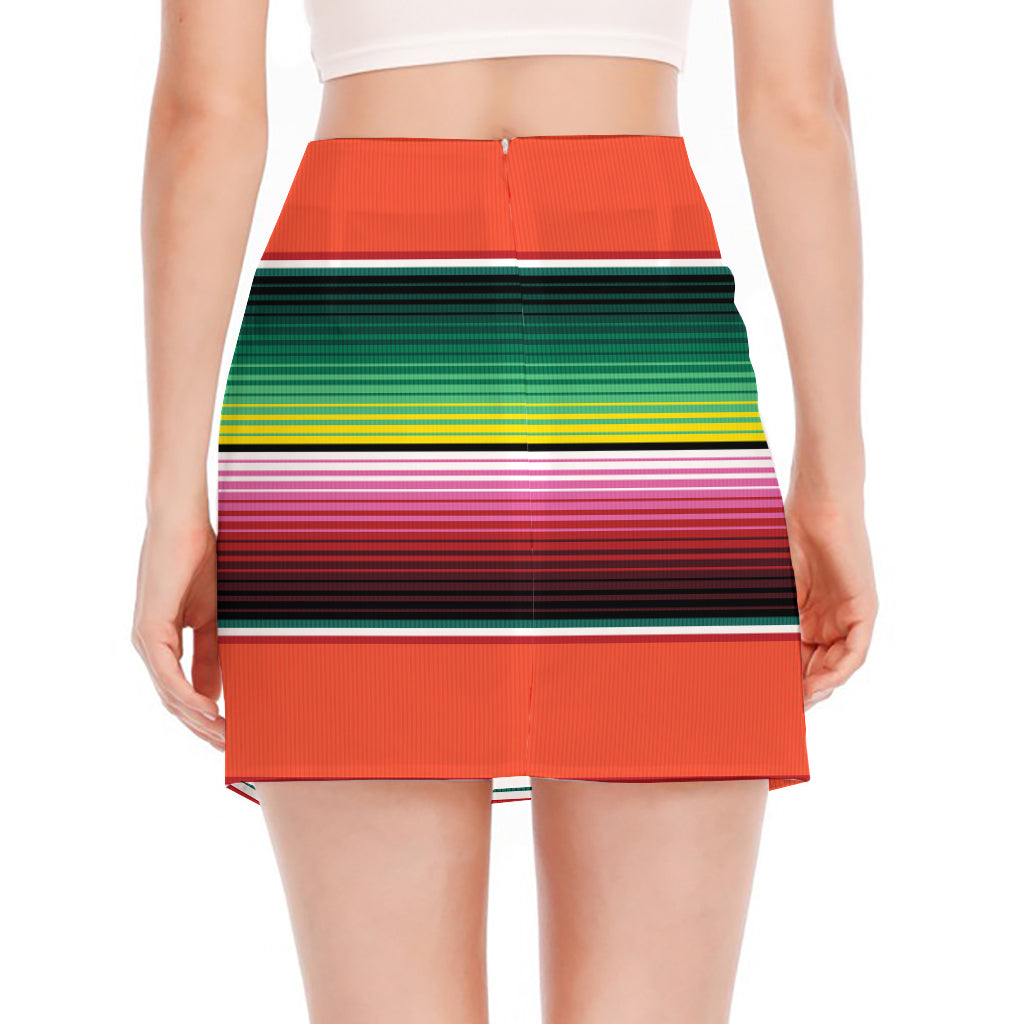 Colorful Serape Blanket Pattern Print Side Slit Mini Skirt
