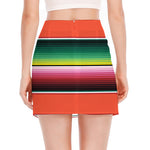 Colorful Serape Blanket Pattern Print Side Slit Mini Skirt