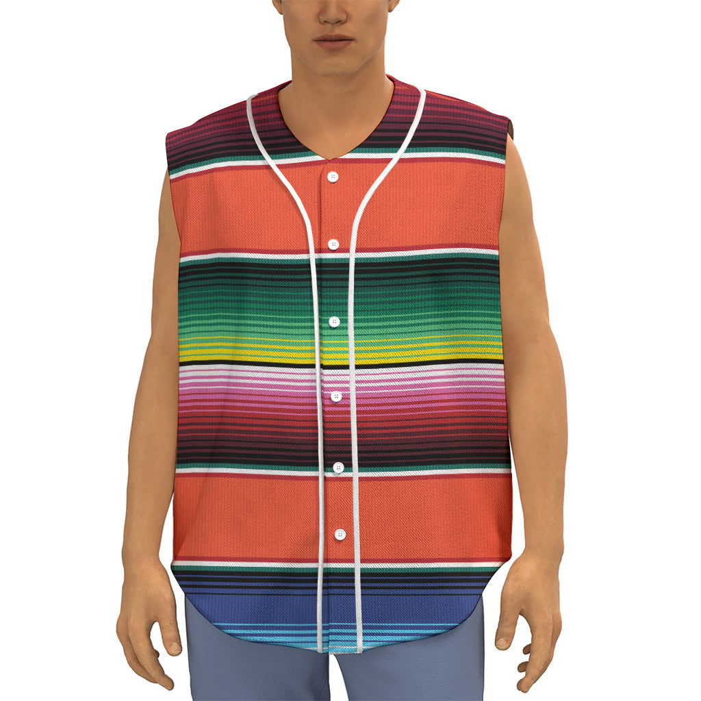 Colorful Serape Blanket Pattern Print Sleeveless Baseball Jersey