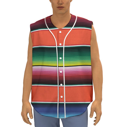 Colorful Serape Blanket Pattern Print Sleeveless Baseball Jersey