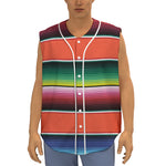 Colorful Serape Blanket Pattern Print Sleeveless Baseball Jersey