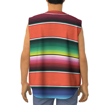 Colorful Serape Blanket Pattern Print Sleeveless Baseball Jersey