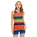Colorful Serape Blanket Pattern Print Sleeveless One Piece Swimsuit