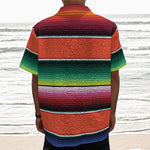 Colorful Serape Blanket Pattern Print Textured Short Sleeve Shirt