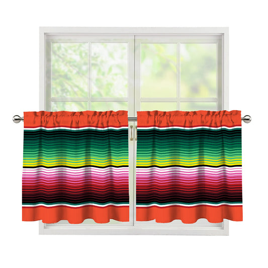 Colorful Serape Blanket Pattern Print Tier Curtains