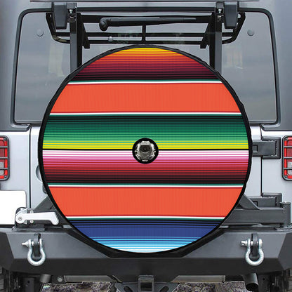 Colorful Serape Blanket Pattern Print Tire Cover With Camera Hole