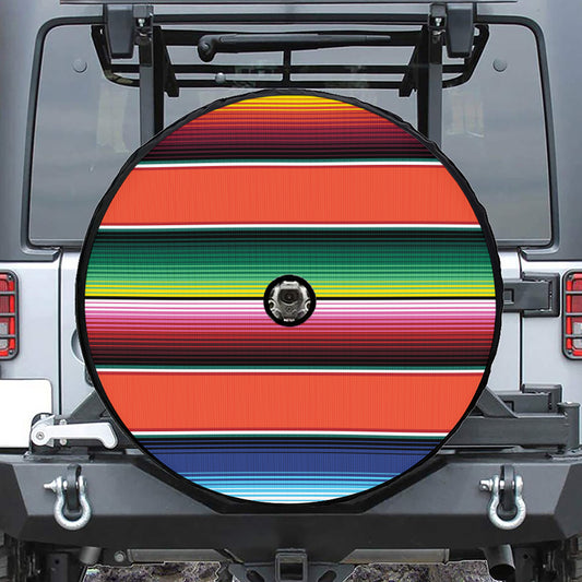 Colorful Serape Blanket Pattern Print Tire Cover With Camera Hole
