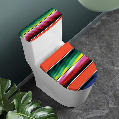 Colorful Serape Blanket Pattern Print Toilet Lid And Tank Cover Set