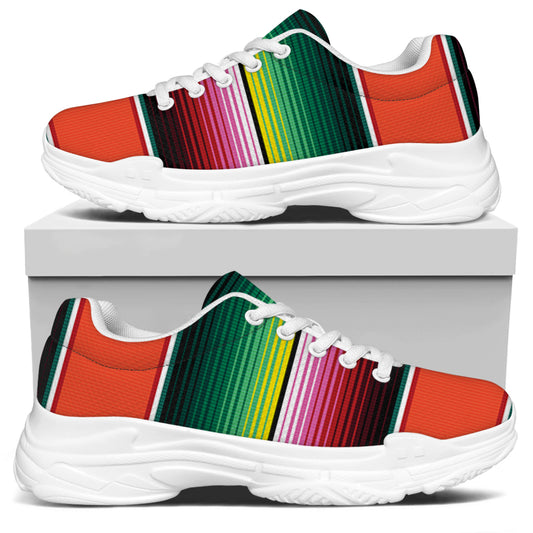 Colorful Serape Blanket Pattern Print White Chunky Shoes