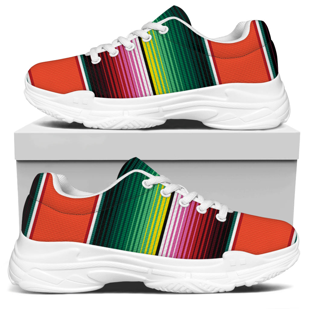 Colorful Serape Blanket Pattern Print White Chunky Shoes