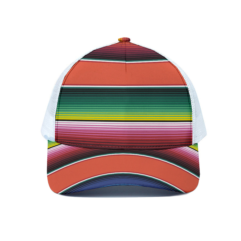 Colorful Serape Blanket Pattern Print White Mesh Trucker Cap