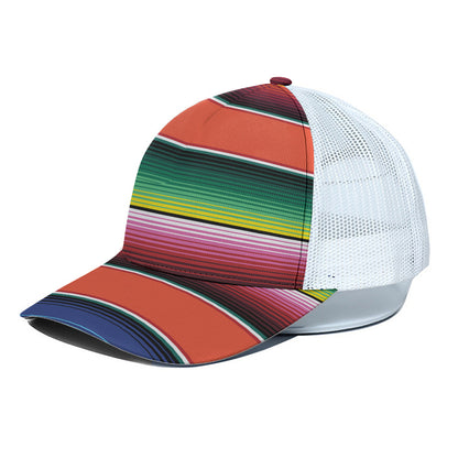 Colorful Serape Blanket Pattern Print White Mesh Trucker Cap