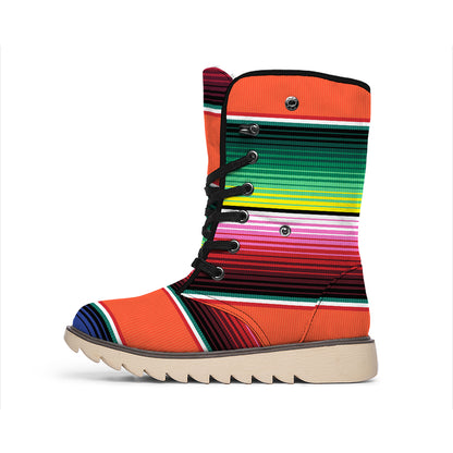 Colorful Serape Blanket Pattern Print Winter Boots
