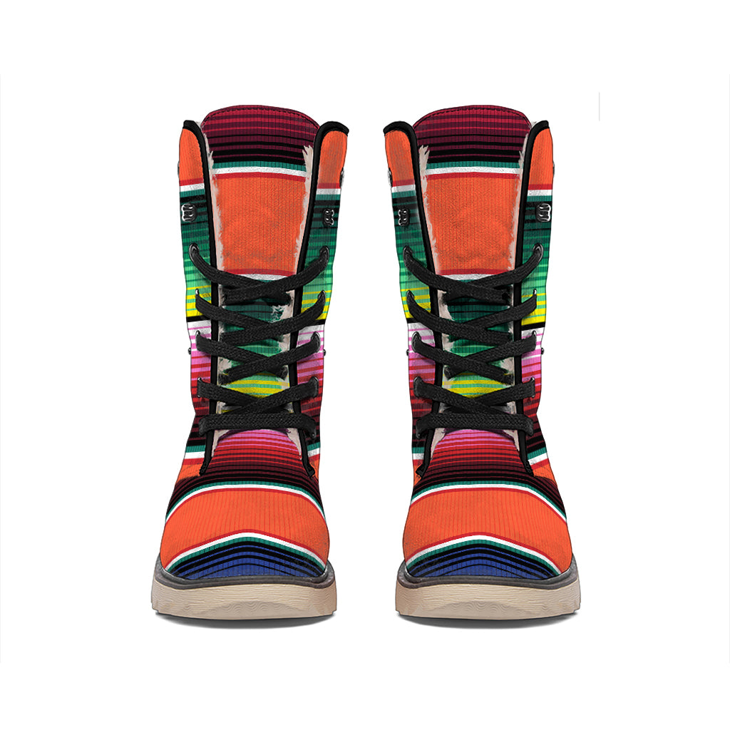 Colorful Serape Blanket Pattern Print Winter Boots