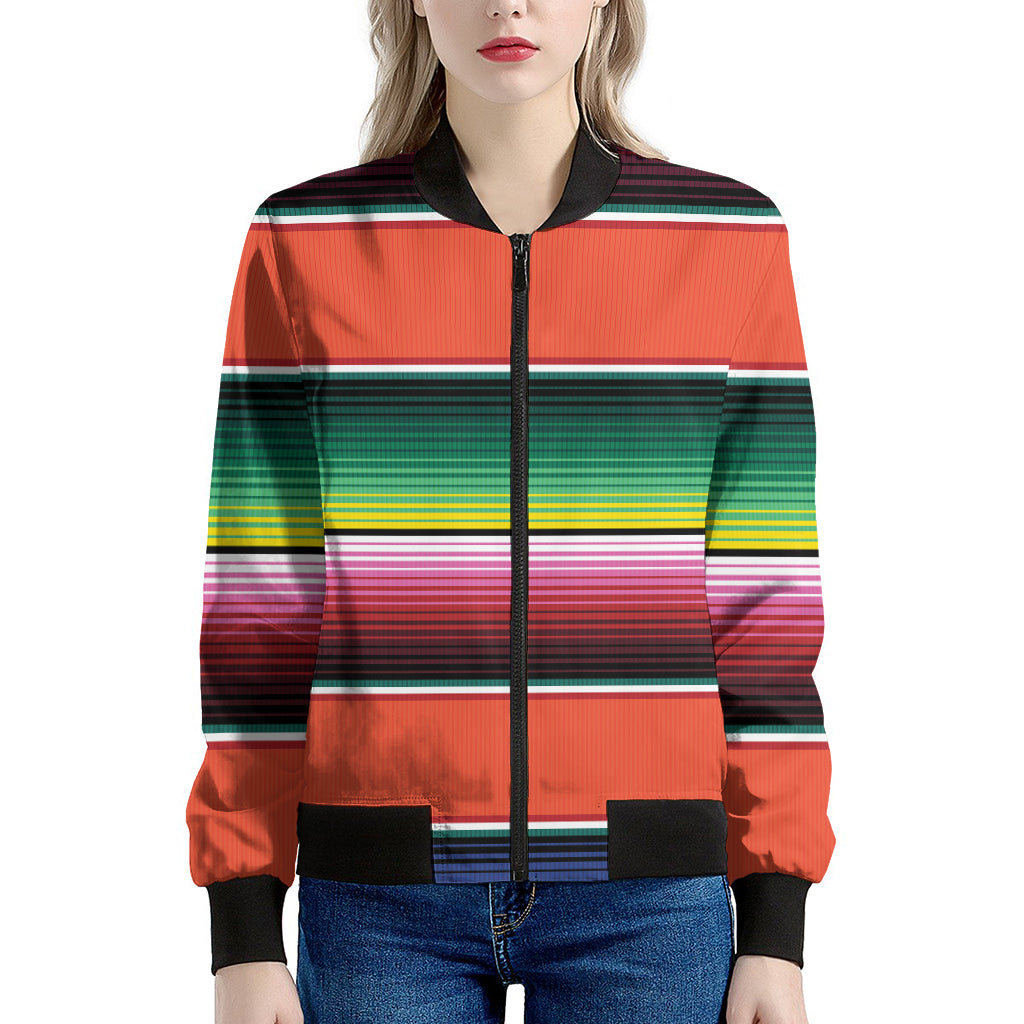 Colorful Serape Blanket Pattern Print Women's Bomber Jacket
