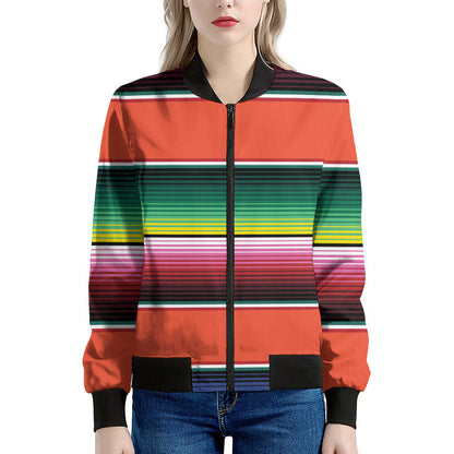 Colorful Serape Blanket Pattern Print Women's Bomber Jacket