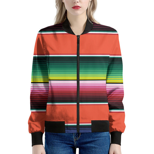 Colorful Serape Blanket Pattern Print Women's Bomber Jacket