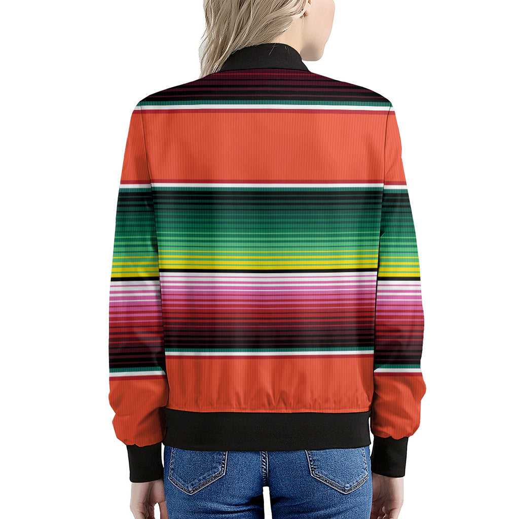 Colorful Serape Blanket Pattern Print Women's Bomber Jacket