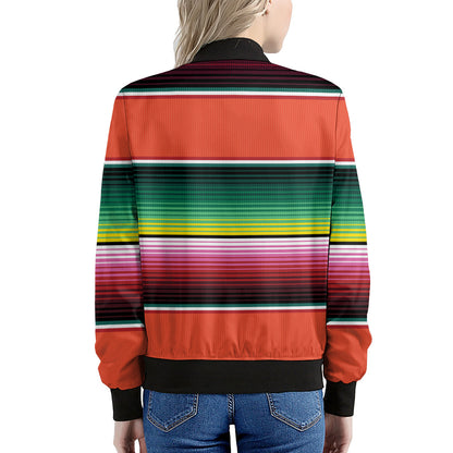 Colorful Serape Blanket Pattern Print Women's Bomber Jacket