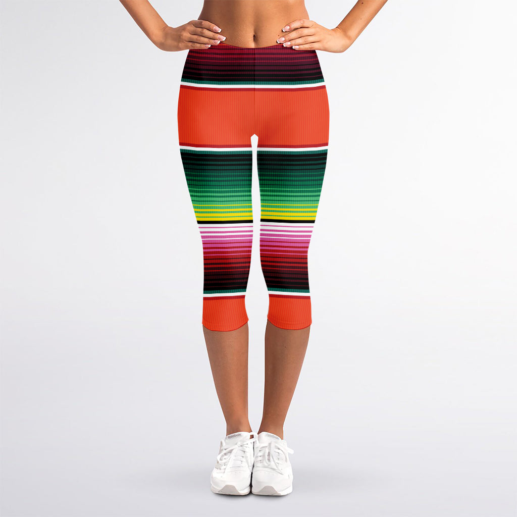 Colorful Serape Blanket Pattern Print Women's Capri Leggings