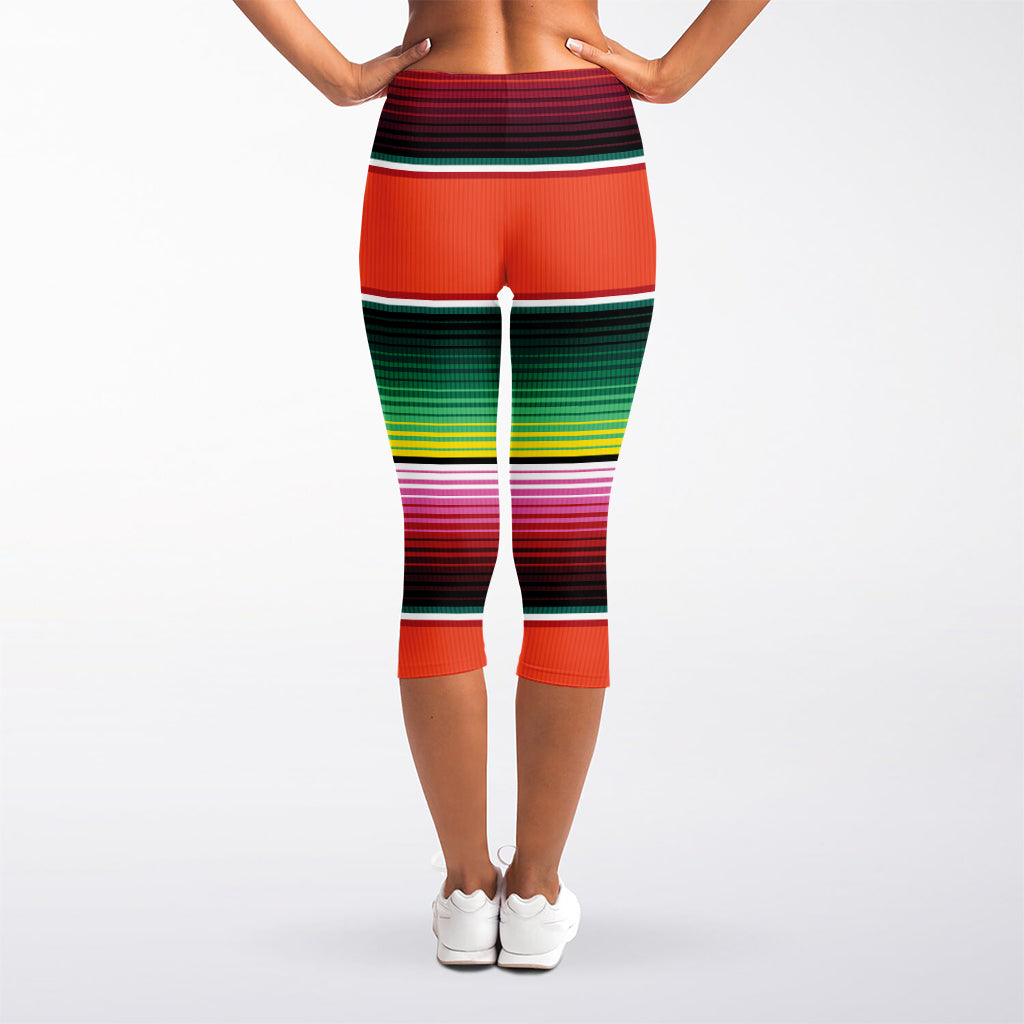 Colorful Serape Blanket Pattern Print Women's Capri Leggings
