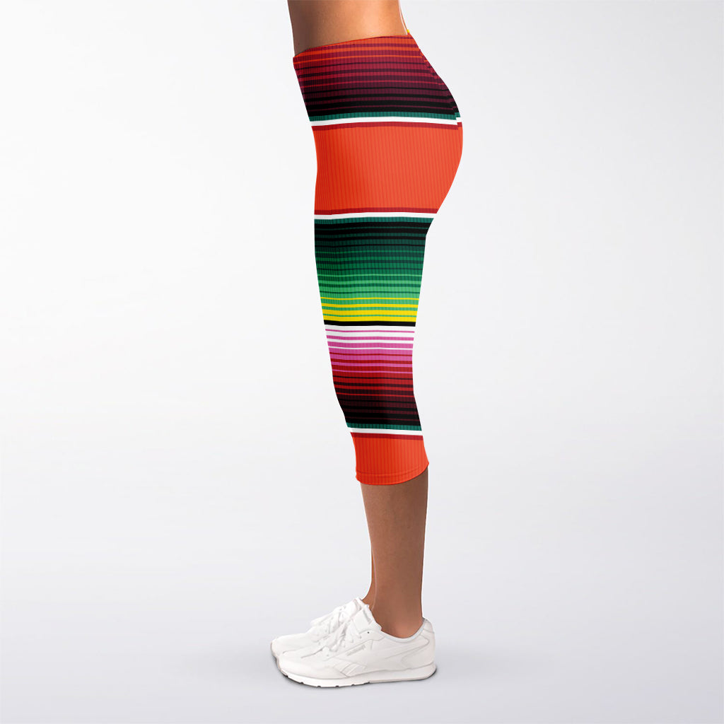 Colorful Serape Blanket Pattern Print Women's Capri Leggings