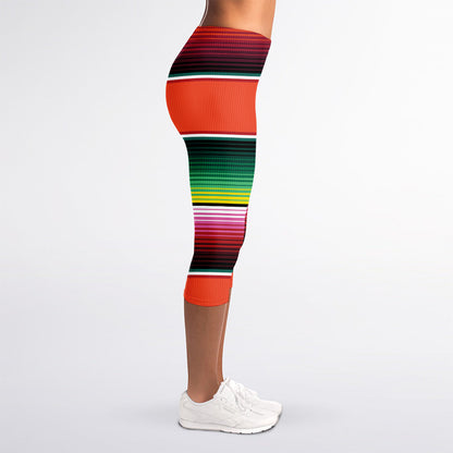 Colorful Serape Blanket Pattern Print Women's Capri Leggings