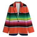 Colorful Serape Blanket Pattern Print Women's Cotton Blazer