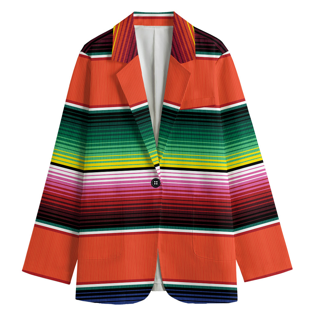Colorful Serape Blanket Pattern Print Women's Cotton Blazer