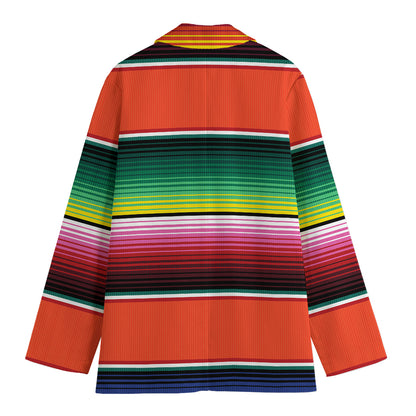 Colorful Serape Blanket Pattern Print Women's Cotton Blazer