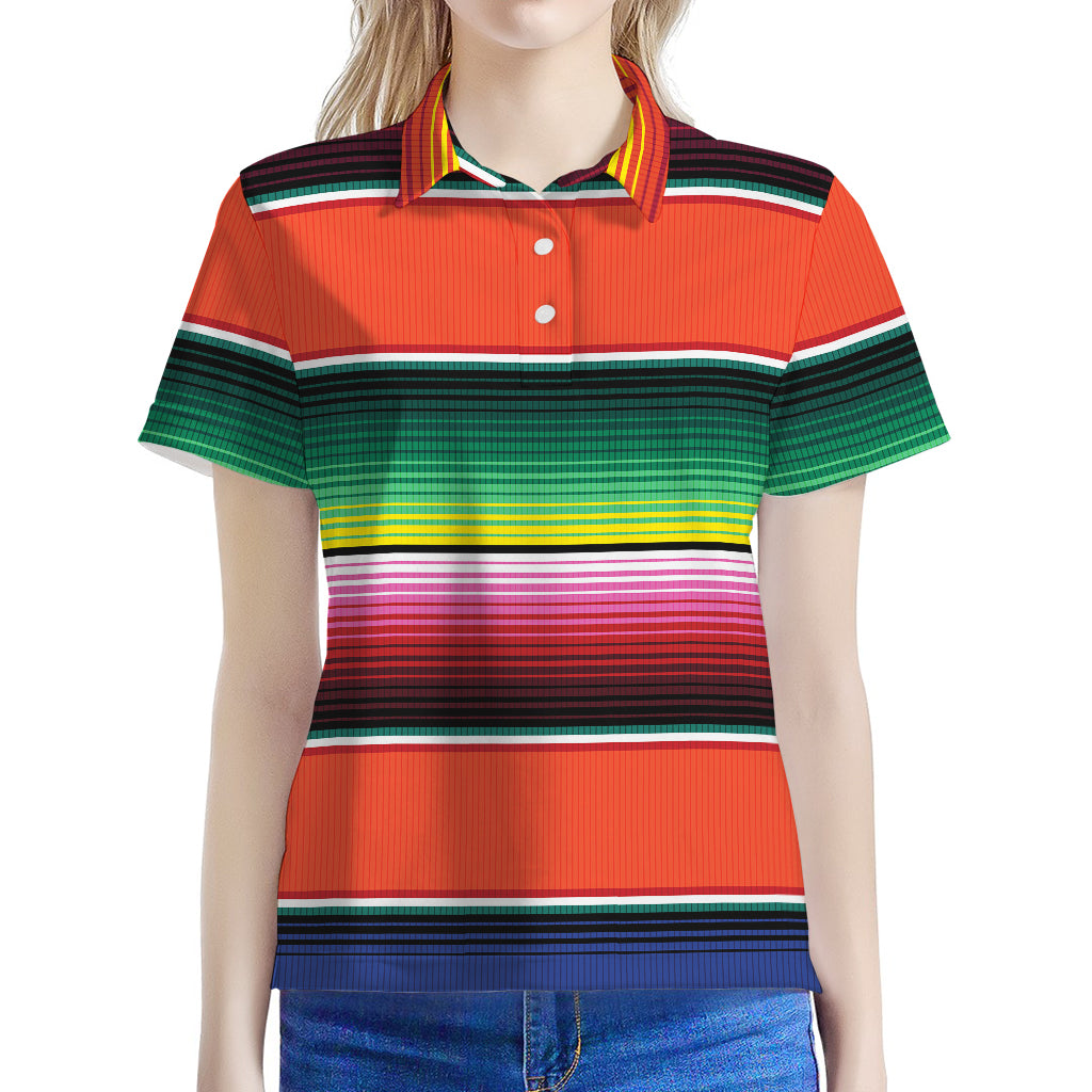 Colorful Serape Blanket Pattern Print Women's Polo Shirt