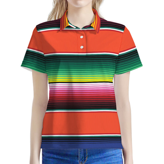 Colorful Serape Blanket Pattern Print Women's Polo Shirt