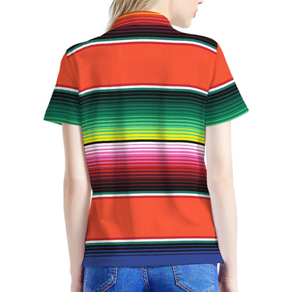 Colorful Serape Blanket Pattern Print Women's Polo Shirt