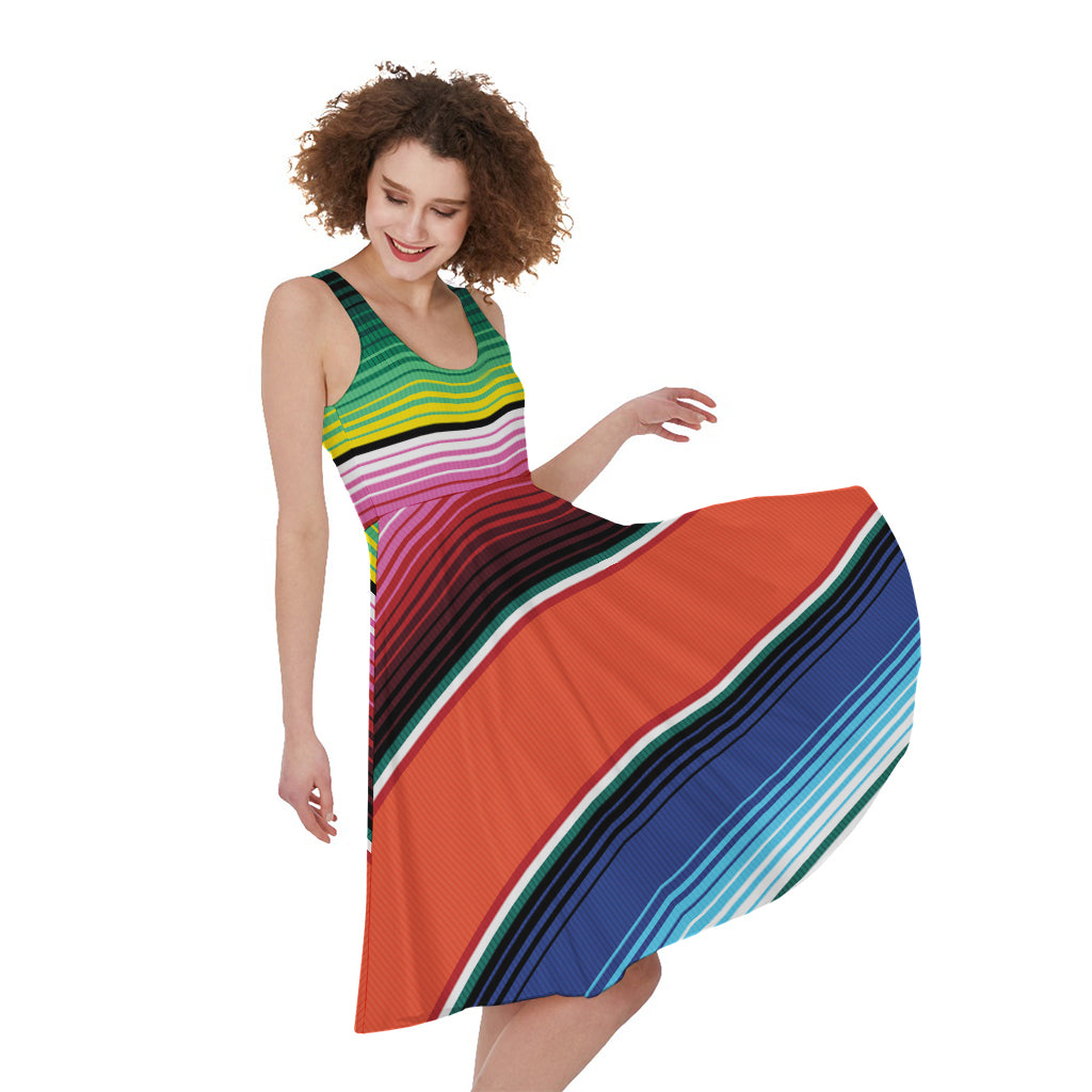 Colorful Serape Blanket Pattern Print Women's Sleeveless Dress