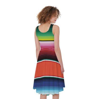 Colorful Serape Blanket Pattern Print Women's Sleeveless Dress