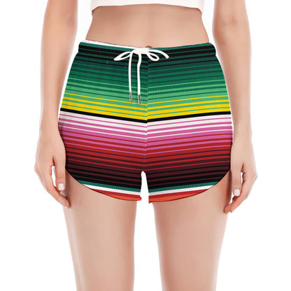 Colorful Serape Blanket Pattern Print Women's Split Running Shorts