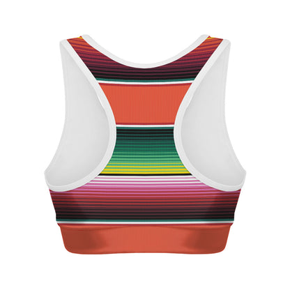 Colorful Serape Blanket Pattern Print Women's Sports Bra